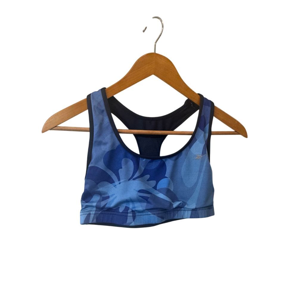 Blue Floral Sports Bra Athletic Workout Yoga Fitness Medium Support‎ S